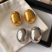 Pendientes de Metal con forma de gota de agua para mujer y niña, aretes ovalados brillantes, Color dorado y plateado, a la moda - details 6