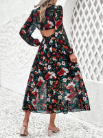 Vestido largo informal de verano para mujer, prenda de manga larga con escote en V, ahuecado en la espalda, Vintage, elegante, para fiesta en la playa, 2024 - details 18