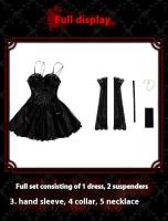 Vestido gótico con medias para mujer, ligas, Gargantilla, disfraz de Cosplay, Halloween - details 3