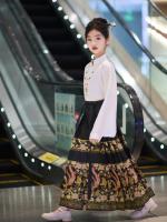 Hanfu para niñas, estilo chino, disfraz Tang para niños con cara de caballo estilo Ming, falda de hada, primavera y otoño, antiguo para niñas - details 10