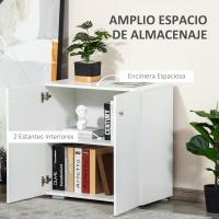 2 Puertas Auxiliar 2 Estantes Libros Ropa Juguetes Estilo Morno 70x39x70 cm Blanco - details 2