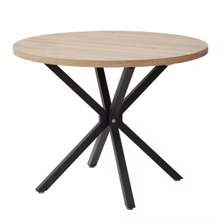 Mesa redonda nórdica de madera maciza con tapa de madera y marco de acero, mesas de centro, sala de estar, oficina, muebles para el hogar, 100CM - 1