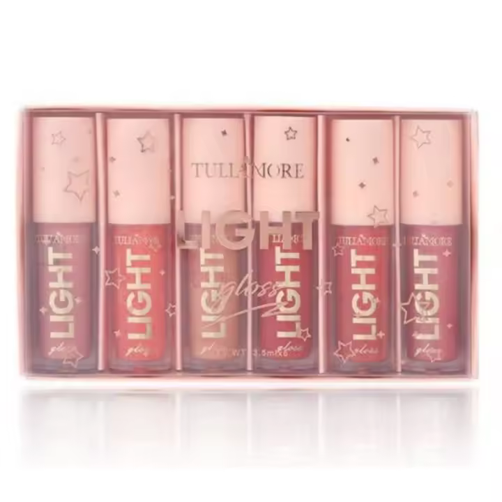 Brillo de Labios Hidratante Candy, Brillo de Labios Nude Nacarado Espejo, Set de 6 piezas, Aceite, néctar Labial - 1