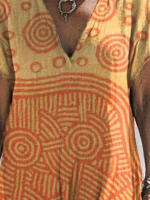 Tallas grandes vestidos mujer primavera verano vacaciones estilo nuevo estampado suelto casual falda larga mujer - details 7