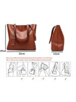 Bolso de cuero encerado para mujer, bolsa de hombro con doble correa, sencillo, para compras, 2022 - details 0