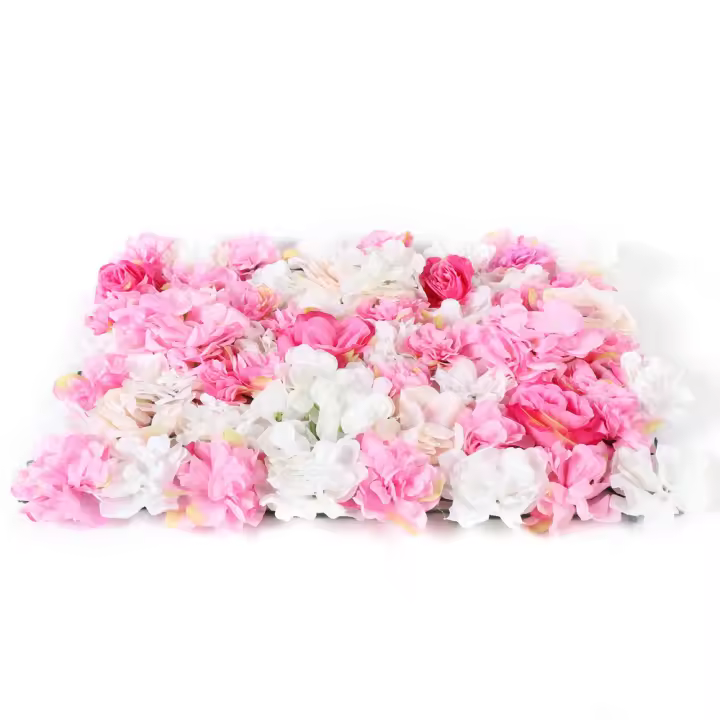 Paneles florales rosas para pared, flores artificiales de seda para decoración del hogar, fiesta de boda, 8 piezas - 1