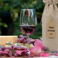 Bolsas de arpillera para vino, bolsas de regalo con cordones, cubiertas reutilizables individuales para botellas de vino con cuerdas y etiquetas, 10 piezas - details 4