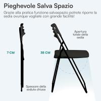Silla Plegable para Ahorrar Espacio, Silla de Comedor para Interior y Exterior con Estructura de Acero, 42x38x78 cm (Blanco, 6) - details 12