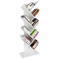 YITAHOME Estantería de árbol, estantería de pie para libros, estanterías altas de madera industriales, estanterías de almacenamiento para sala de estar, oficina en casa, estantería blanca - details 15