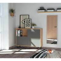 Taburete de Almacenamiento de Madera Roble Blanco Diseño de 2 Puertas y 1 Hueco - details 24