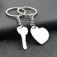 Llavero De Pareja Platinado Creativo Con Diseño De Corazón Y Llave Para Regalo De Boda Y Amoroso Accesorio De Moda - details 8