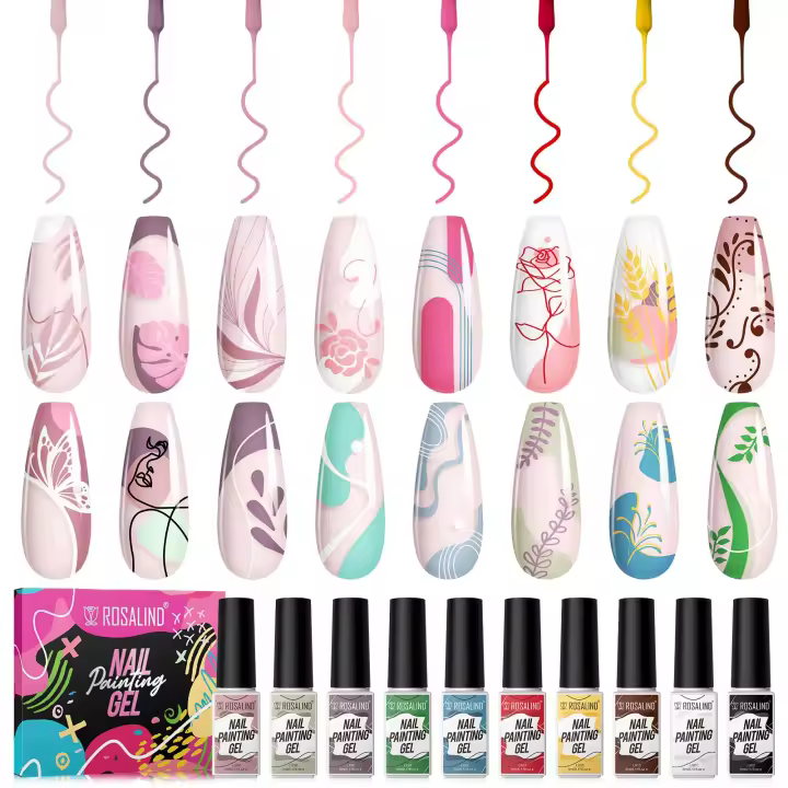 ROSALIND-Juego de esmaltes en Gel para uñas, línea de pintura de 16 piezas, barniz semipermanente UV, Kits de arte - 1
