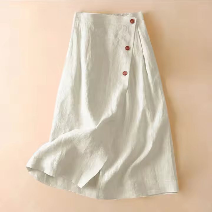 Falda MIDI de verano lisa de cintura alta, banda elástica, borla, ropa de calle de mujer - 1