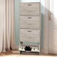 Mueble zapatero de 12 pares - Estantería de gran capacidad para vestíbulo o pasillo - (ancho) 60 x (profundidad) 24 x (alto) 80 cm - Madera clara blanca - details 39