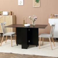Mesa Plegable de Comedor Mesa de Cocina Plegable con Ruedas Alas Abatibles y Estantes para 4-6 Personas 75x140x74 cm Cemento Gris - details 43