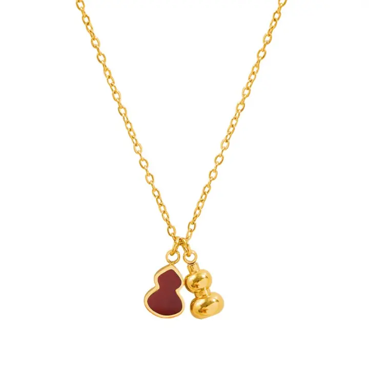Collar de Cuentas en Forma de Bola y Corazón con Cadena Dorada - Joyería Elegante para Mujeres - 1