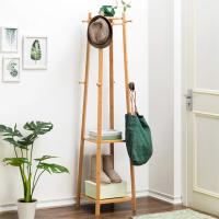 Perchero de Pie de Bambú Colgador de Ropa con Estantes para Bolsas, Sombreros, Zapatos, Canastas de Dormitorio 168x40x40cm - details 2