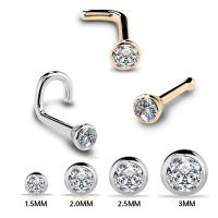 Piercing de circonia cúbica para la nariz, 2 piezas, 20g, 1,5/2/2.5/3mm, color oro rosa anodizado, joyería para la nariz - details 1