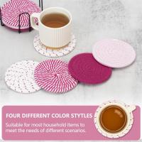 8 posavasos para escritorio, posavasos para bebidas, posavasos absorbentes para mesa de centro, posavasos bonitos - details 4