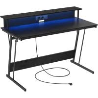 Mesa de Juegos con Luces LED y Enchufes Tamaño 60 x 120 x 76cm Elegancia Rústica Marrón - details 21