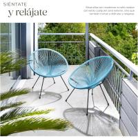 Conjunto de 2 Sillas Jardín Exterior Estilo Acapulco, Conjunto Sillas Terraza de Acero, Resistente a Intemperie, Hilos de Polietileno y Topes en Patas, Hasta 120kg, Interior/Exterior - negro - details 28