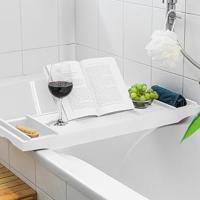 bandeja bañera bambu madera plegable cama patas espacio libro tablet extensible