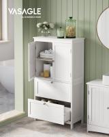 Mueble de Baño, Armario de Baño, Armario de Cocina, Armario Almacenaje con 4 Puertas, Estantes Regulables, 30 x 60 x 110 cm, Blanco - details 14