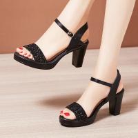 Sandalias de alta calidad para mujer, tacón alto de 8cm 10cm, verano 2025, tallas 32 33 42 43, plataforma con punta abierta, elegante zapato negro, dorado, plateado. - details 1