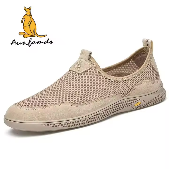 Sandalias antideslizantes deportivas informales de cuero con logo de canguro para hombre, zapatos ligeros de tela suave y transpirable para caminar en verano - 1