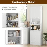 Aparador de Cocina con 2 Armarios con Puertas y Estantes Abiertos, Armario Alto de 6 Niveles con Dispositivo Antivuelco, Mueble de Almacenamiento para Salón, 56 x 30 x 190 cm (Blanco) - details 5