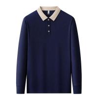 Nuevo polo de negocios informal de manga larga de color sólido para hombre, un top versátil que está a la moda, cálido y cómodo para - details 8