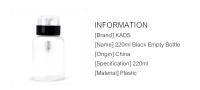 KADS-botella vacía de 220ml, dispensador de Alcohol líquido, removedor de esmalte de uñas - details 1