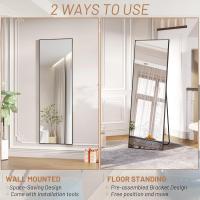 Espejo de pie Cuerpo Entero, 160 × 50 cm Espejos Grandes de Pared, Espejo Pared Cuerpo Entero Rectangular, Espejo tocador de pie, Espejo para Dormitorio, Sala de Estar, Vestuario, Negro - details 2