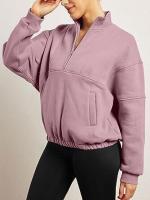 Otoño Invierno nueva moda sudadera Casual mujer bolsillo pulóver cuello alto manga larga Top - details 4