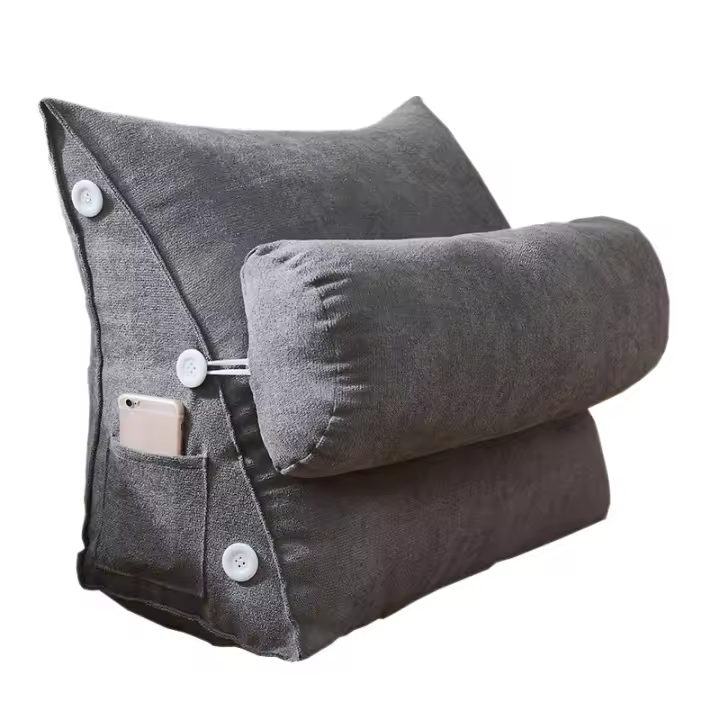Cojín Triangular para Cama NUREST Silla de Lectura para Sala de Estar Cojín de Algodón PP con Peluche Corto para Decoración Doméstica - 1