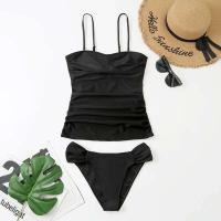 Traje de baño básico de una pieza talla grande XXL con giro frontal, tankini para mujer, ropa de playa de color sólido, traje de baño, conjunto de bikini - details 9