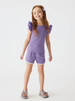 Conjunto De Verano Para Bebé Niña 2024 Shorts Y Camiseta Cómodo Transpirable Ropa De Casa Estilo Casual Sin Mangas Cuello Redondo - details 4