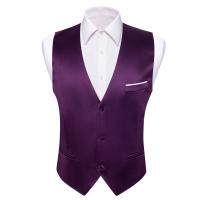 Chaleco de seda para hombre, 30 colores, liso, negro, azul, verde, rojo, Pik Gold Champain, chaleco ajustado de satén morado, Tops para hombre - details 70