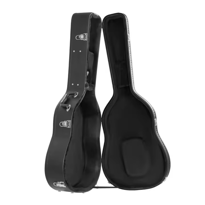 SucceBuy Estuche rígido para guitarra acústica, 43,31 pulgadas en forma de calabaza, resistente al agua, para guitarras de 39-41 pulgadas, negro - 1