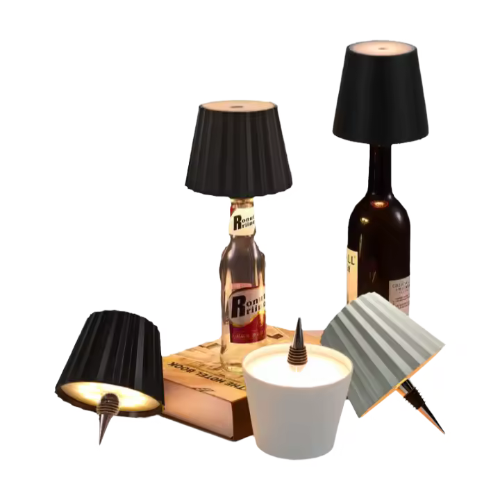 Lámpara de mesa inalámbrica con botella, Control táctil de 3 colores y lámpara nocturna con atenuación continua, adecuada para Bar, botellas de vino, luces de escritorio - 1