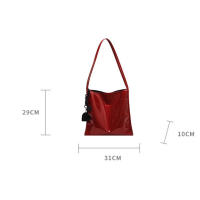 Bolso de compras de gran capacidad informal vintage con hombro de charol para mujer - details 15