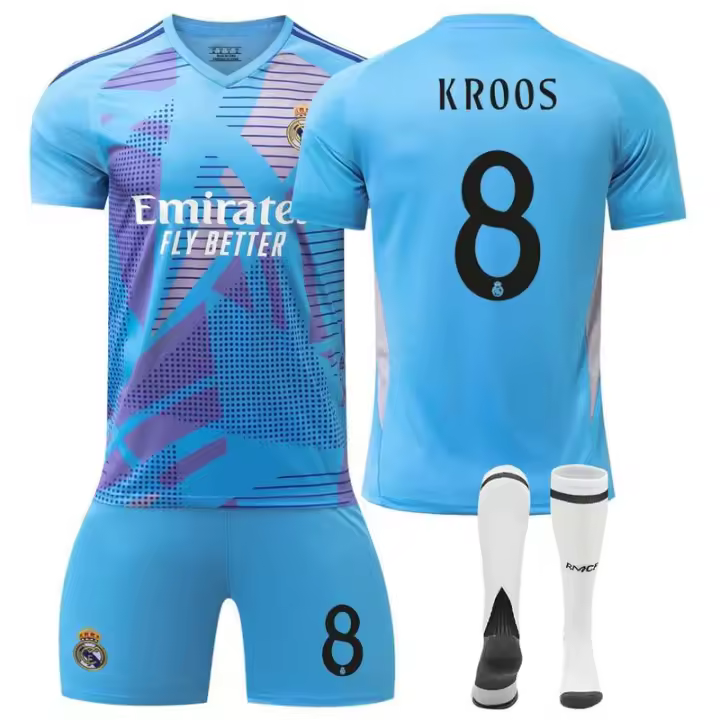 Conjunto de Equipación de Fútbol Real Madrid Uniforme de Portero Thibaut Courtois, Vinicius, Kylian Mbappe - 1