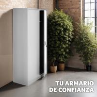 Armario de Archivado de Metal para Oficina 6 Cajones, Barra, Puertas Bloqueables, Acero de Calidad, Mueble de Oficina, Candado de Seguridad, Estanterías Metálicas 180x80x40cm Gris - details 6