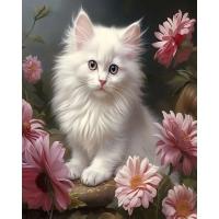 Cuadro de Gato Blanco Ruopoty Pintura Números DIY Marco 40x50cm Arte de Pared Decoración del Hogar Material de Lona Estilo Moderno Forma Abstracta - details 0