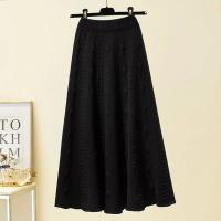 Faldas largas tejidas de otoño e invierno para mujer, falda elegante de cintura alta de Color sólido, faldas por debajo de la rodilla suaves elásticas elegantes para mujer - details 2