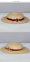 Sombrero de paja de ala corta Retro para mujer, elegante sombrero de copa para fiesta de té y boda con cinta de ganchillo, gorro de viaje de verano para mujer - details 2