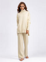 BGTEEVER-suéteres cálidos de manga larga para mujer, jersey de cuello alto y pantalones de pierna ancha de punto, trajes elegantes e informales, 2 piezas - details 4