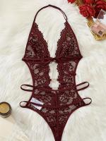 Body de Encaje Verde Esmeralda con Detalles Recortados y Bordes Festoneados – Body Sensual para Mujer, Mezcla Suave de Poliéster, Lavado a Mano, Ropa Romántica |   Diseño Elegante en Encaje con Bordados Festoneados - details 15