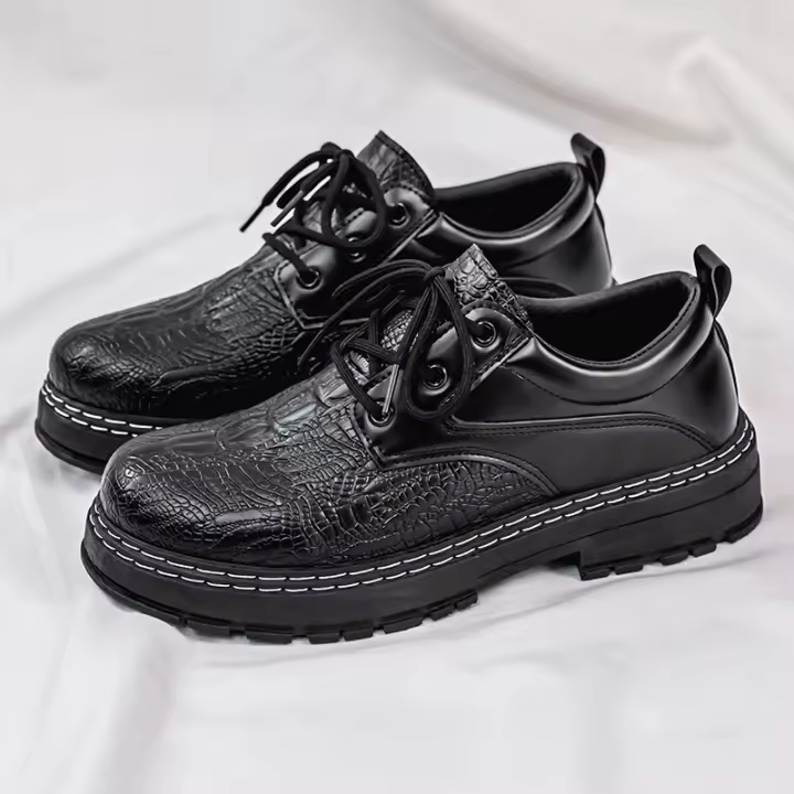Zapatos de cuero suave con estilo de cóndrilo para hombres Primavera 2025 - 1
