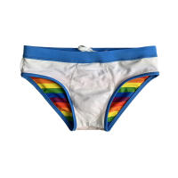 Jessborn calzoncillos de baño para hombre, bañador sexy de cintura baja con estampado de arcoíris, secado rápido - details 7